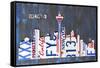 Seattle Skyline License Plate Art-Design Turnpike-Framed Stretched Canvas