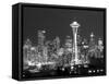 Seattle Skyline Mono-John Gusky-Framed Stretched Canvas