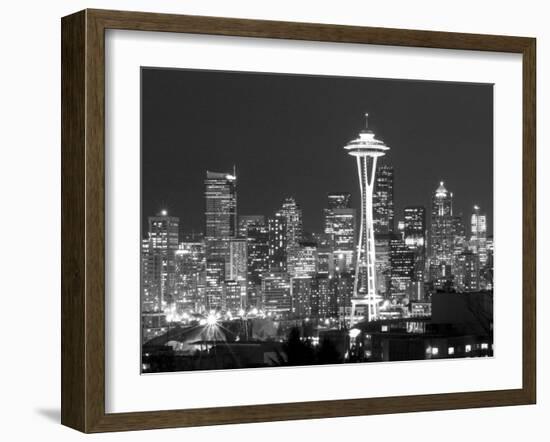 Seattle Skyline Mono-John Gusky-Framed Photographic Print