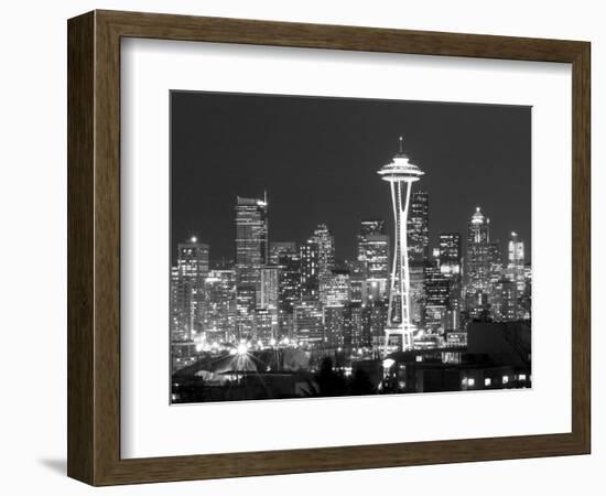 Seattle Skyline Mono-John Gusky-Framed Photographic Print