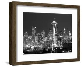 Seattle Skyline Mono-John Gusky-Framed Photographic Print