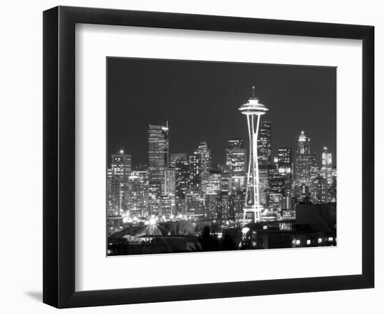 Seattle Skyline Mono-John Gusky-Framed Photographic Print