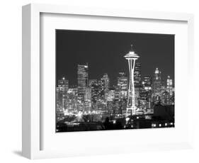 Seattle Skyline Mono-John Gusky-Framed Photographic Print