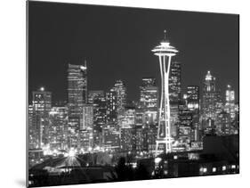 Seattle Skyline Mono-John Gusky-Mounted Photographic Print