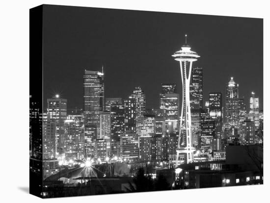 Seattle Skyline Mono-John Gusky-Stretched Canvas