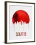 Seattle Skyline Red-null-Framed Art Print