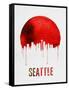 Seattle Skyline Red-null-Framed Stretched Canvas