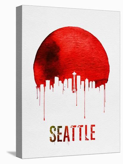 Seattle Skyline Red-null-Stretched Canvas