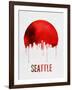 Seattle Skyline Red-null-Framed Art Print