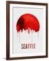 Seattle Skyline Red-null-Framed Art Print