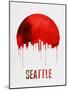 Seattle Skyline Red-null-Mounted Art Print
