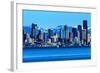 Seattle Skyline Sailboat Puget Sound Cascade Mountains, Washington State-William Perry-Framed Photographic Print