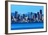 Seattle Skyline Sailboat Puget Sound Cascade Mountains, Washington State-William Perry-Framed Photographic Print