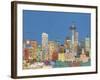 Seattle Skyline with Full Moon Rising, Washington, USA-null-Framed Photographic Print