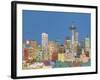 Seattle Skyline with Full Moon Rising, Washington, USA-null-Framed Photographic Print