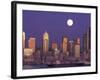 Seattle Skyline with Full Moon, Washington, USA-null-Framed Photographic Print