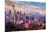 Seattle Skyline with Space Needle and Mt Rainier-Martina Bleichner-Mounted Art Print
