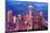 Seattle Skyline with Space Needle at Night-Martina Bleichner-Mounted Art Print