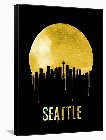 Seattle Skyline Yellow-null-Framed Stretched Canvas