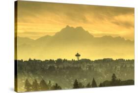 Seattle Space Needle and Olympic Mountains beyond, seen from downtown Bellevue, WA, USA-Stuart Westmorland-Stretched Canvas