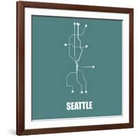 Seattle Teal Subway Map-null-Framed Art Print