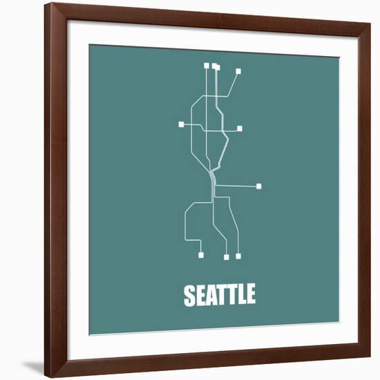 Seattle Teal Subway Map-null-Framed Art Print