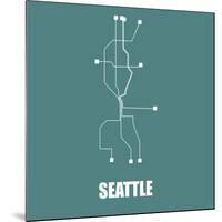 Seattle Teal Subway Map-null-Mounted Art Print