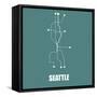 Seattle Teal Subway Map-null-Framed Stretched Canvas