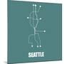 Seattle Teal Subway Map-null-Mounted Premium Giclee Print
