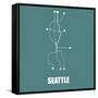 Seattle Teal Subway Map-null-Framed Stretched Canvas