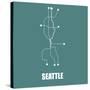 Seattle Teal Subway Map-null-Stretched Canvas