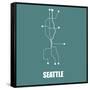 Seattle Teal Subway Map-null-Framed Stretched Canvas