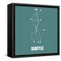 Seattle Teal Subway Map-null-Framed Stretched Canvas