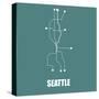 Seattle Teal Subway Map-null-Stretched Canvas