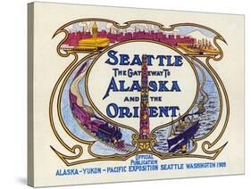 Seattle, the Gateway to Alaska and the Orient, 1909-null-Stretched Canvas