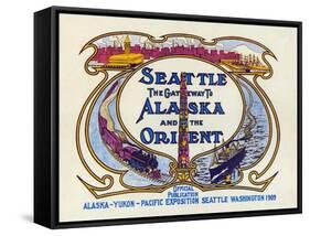 Seattle, the Gateway to Alaska and the Orient, 1909-null-Framed Stretched Canvas