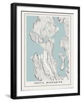 Seattle Topographical Print-null-Framed Art Print