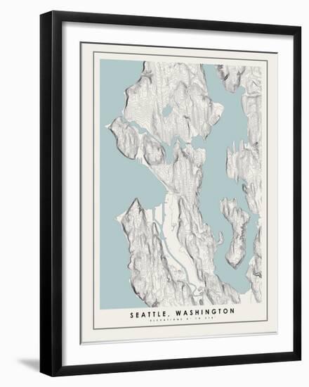 Seattle Topographical Print-null-Framed Art Print