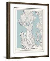 Seattle Topographical Print-null-Framed Art Print