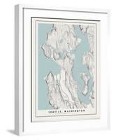 Seattle Topographical Print-null-Framed Art Print