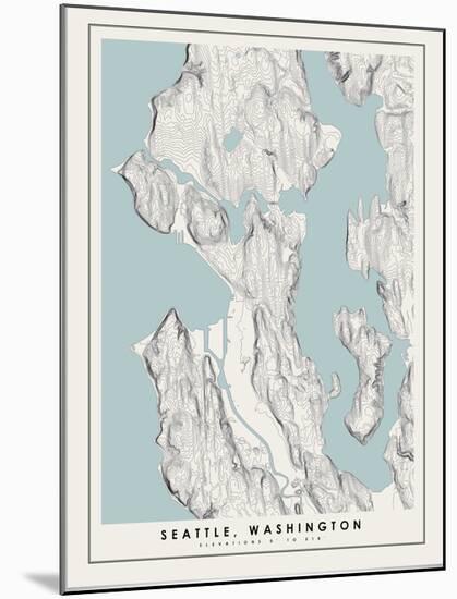 Seattle Topographical Print-null-Mounted Art Print