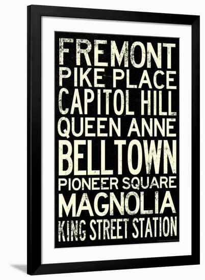 Seattle Transit Style Vintage Retro Metro Travel-null-Framed Art Print