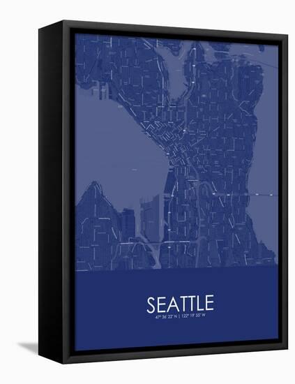 Seattle, United States of America Blue Map-null-Framed Stretched Canvas