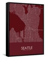 Seattle, United States of America Red Map-null-Framed Stretched Canvas