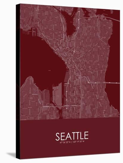 Seattle, United States of America Red Map-null-Stretched Canvas