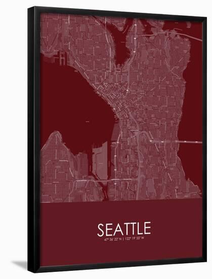Seattle, United States of America Red Map-null-Framed Poster
