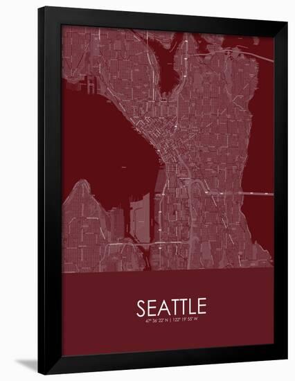 Seattle, United States of America Red Map-null-Framed Poster