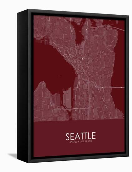 Seattle, United States of America Red Map-null-Framed Stretched Canvas