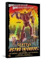 Seattle vs. Astro Invaders-Lantern Press-Framed Stretched Canvas