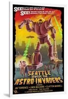 Seattle vs. Astro Invaders-Lantern Press-Framed Art Print